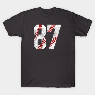 Vintage #87 Baseball Laces Baseball Mom Jersey Love Baseball T-Shirt